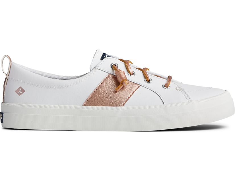 Sperry Crest Vibe Metallic Sneakers - Women's Sneakers - White/Gold [OE4761590] Sperry Top Sider Ire
